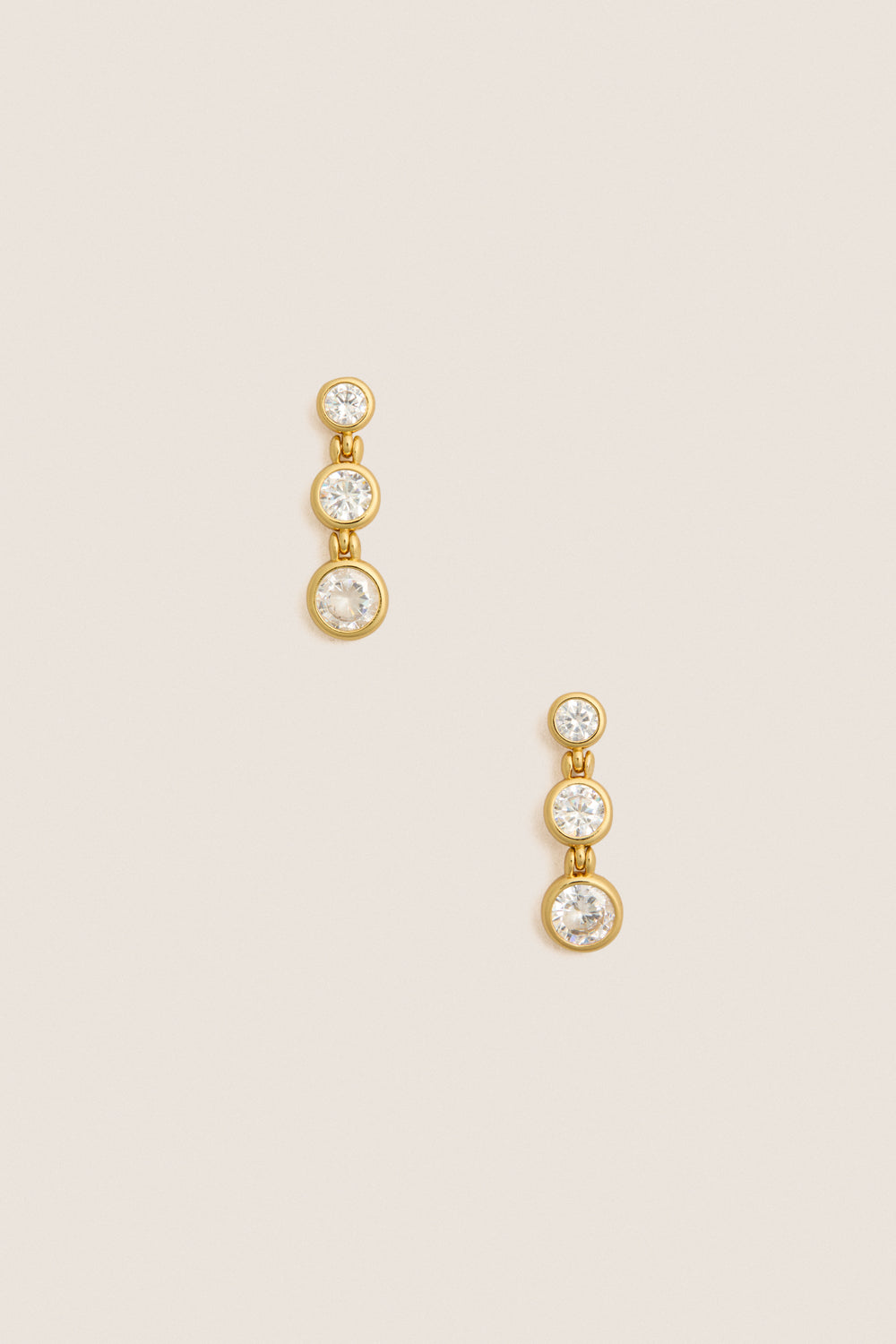 Gold Bezel Mini Drop Earrings