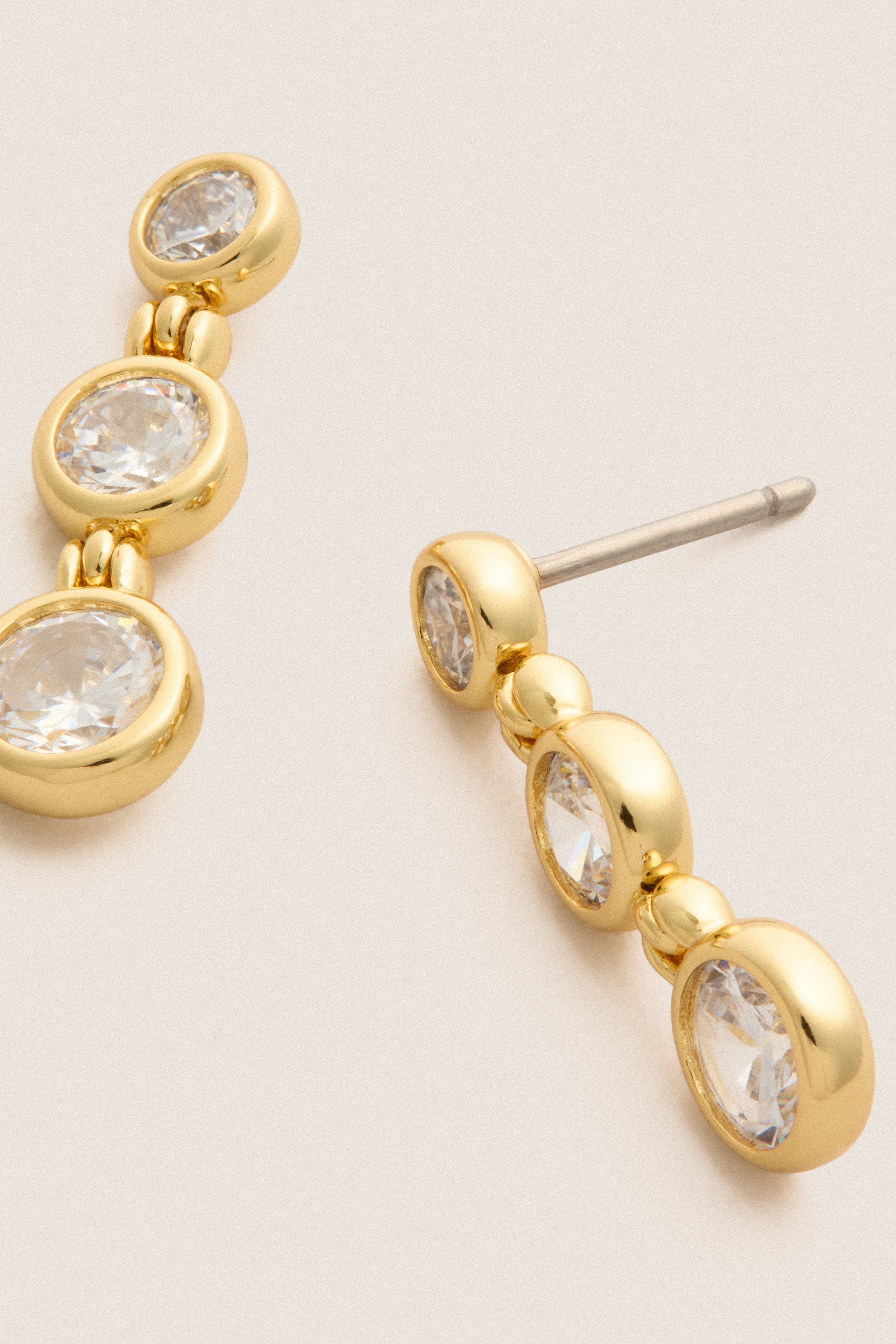 Gold Bezel Mini Drop Earrings
