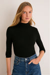 Black Lightweight Ribbed Topanga Turtleneck