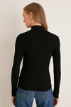 Black Lightweight Ribbed Topanga Turtleneck