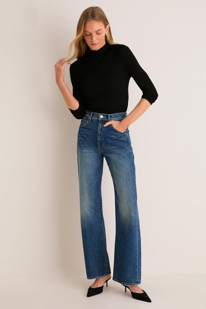 Black Lightweight Ribbed Topanga Turtleneck