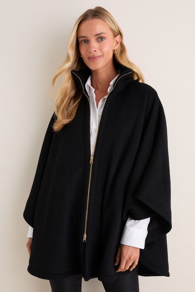 〇 SLY QUILTED MILITARY PONCHO スタンドネック F Black Full Zip Huntington Poncho | Tuckernuck