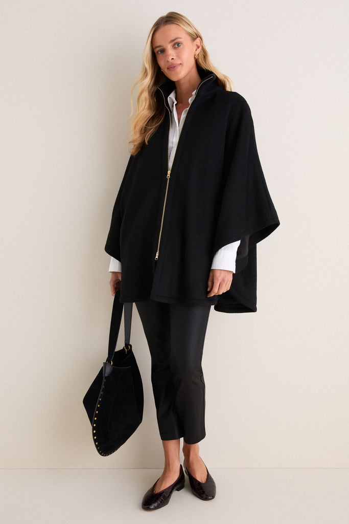 Black Full Zip Huntington Poncho