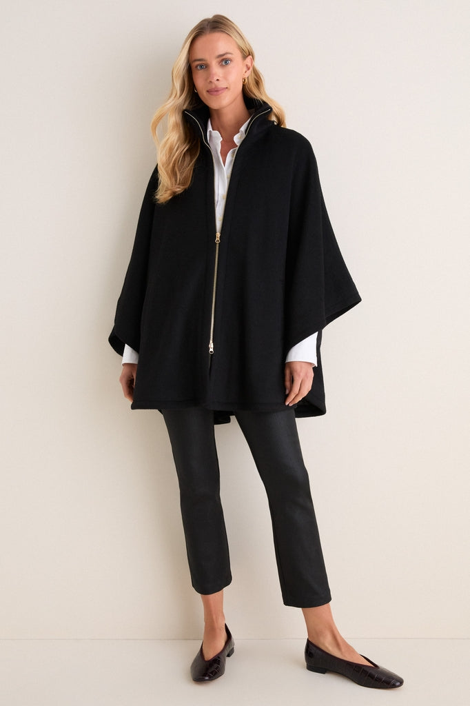 Black Full Zip Huntington Poncho