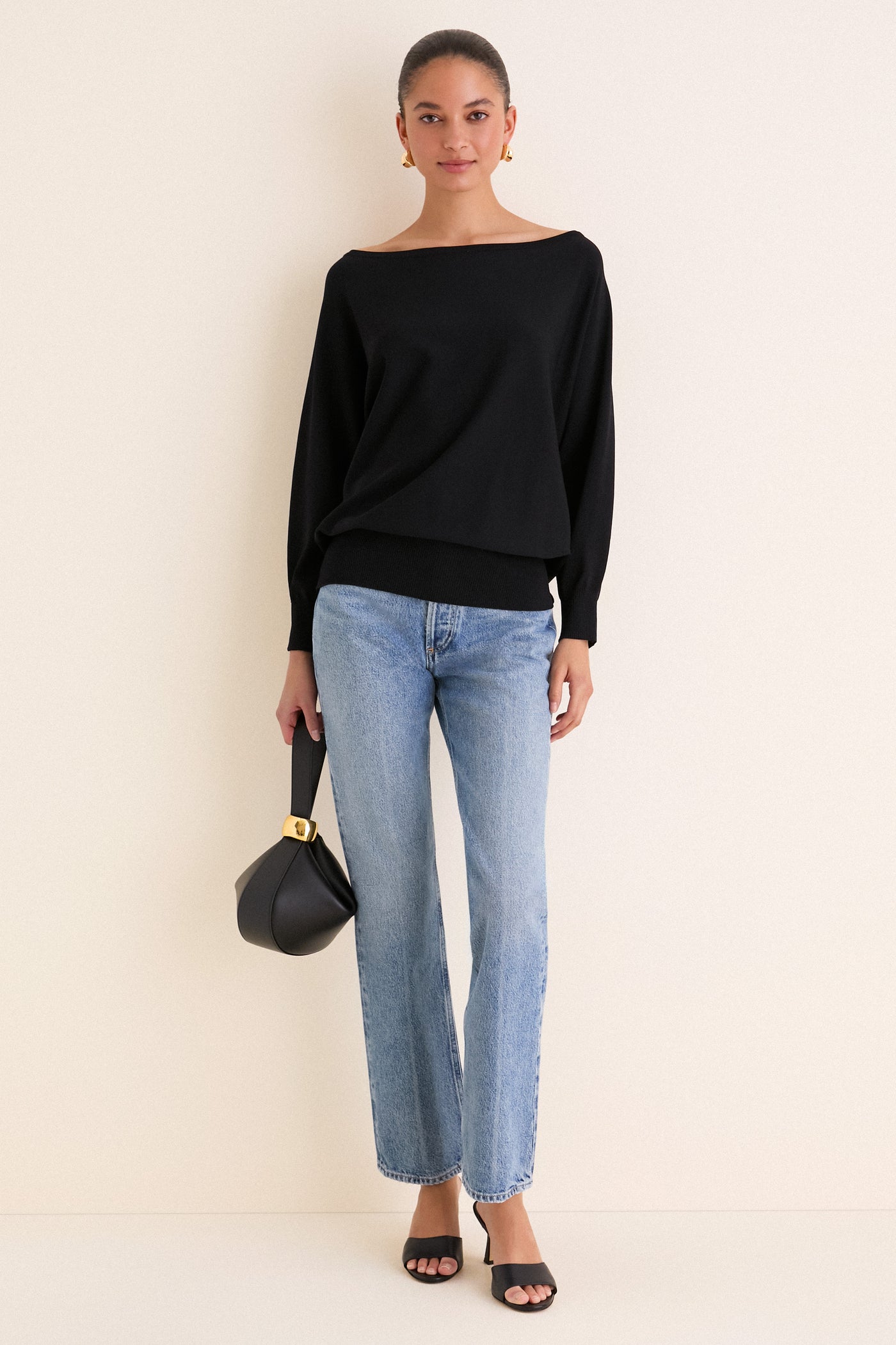 Black Wide Neck Valencia Sweater