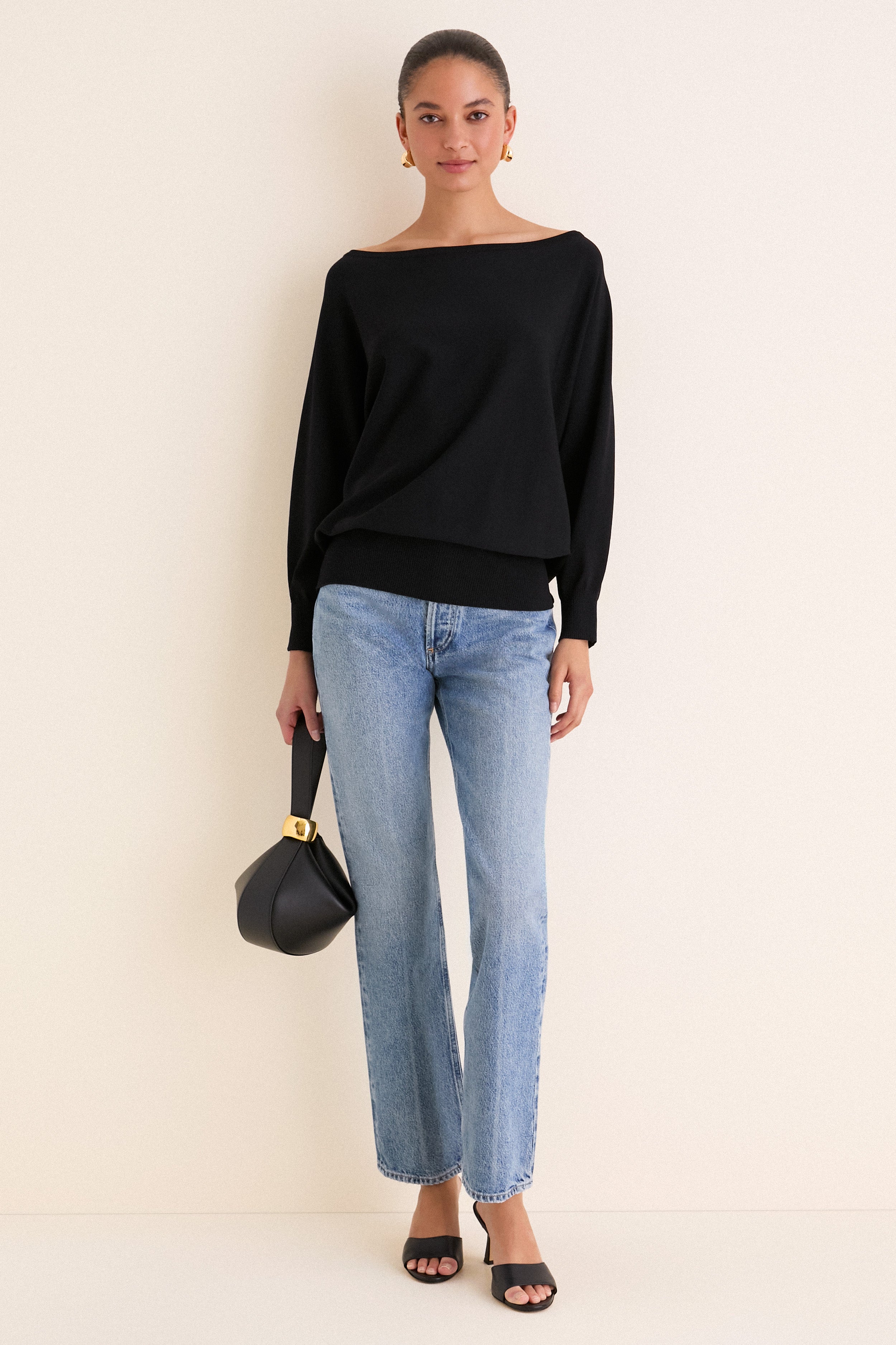 Black Wide Neck Valencia Sweater