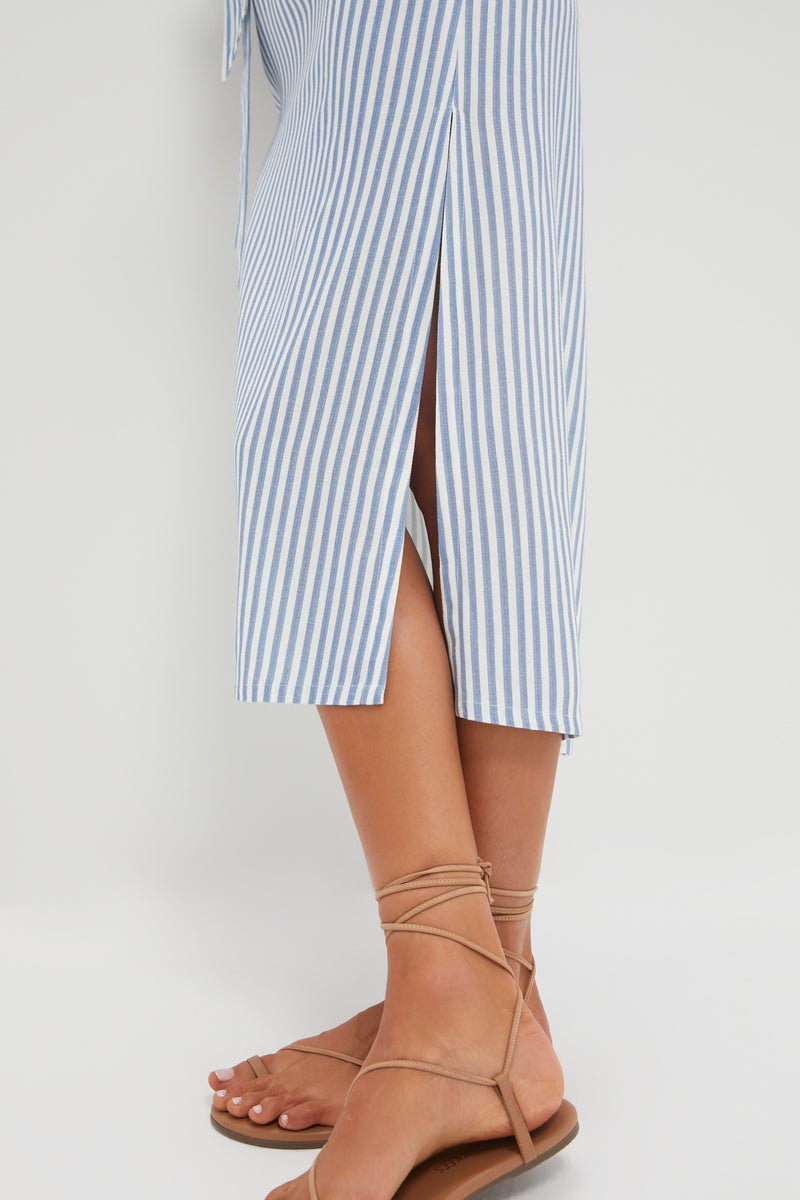 Navy Embroidered Striped Corfu Caftan