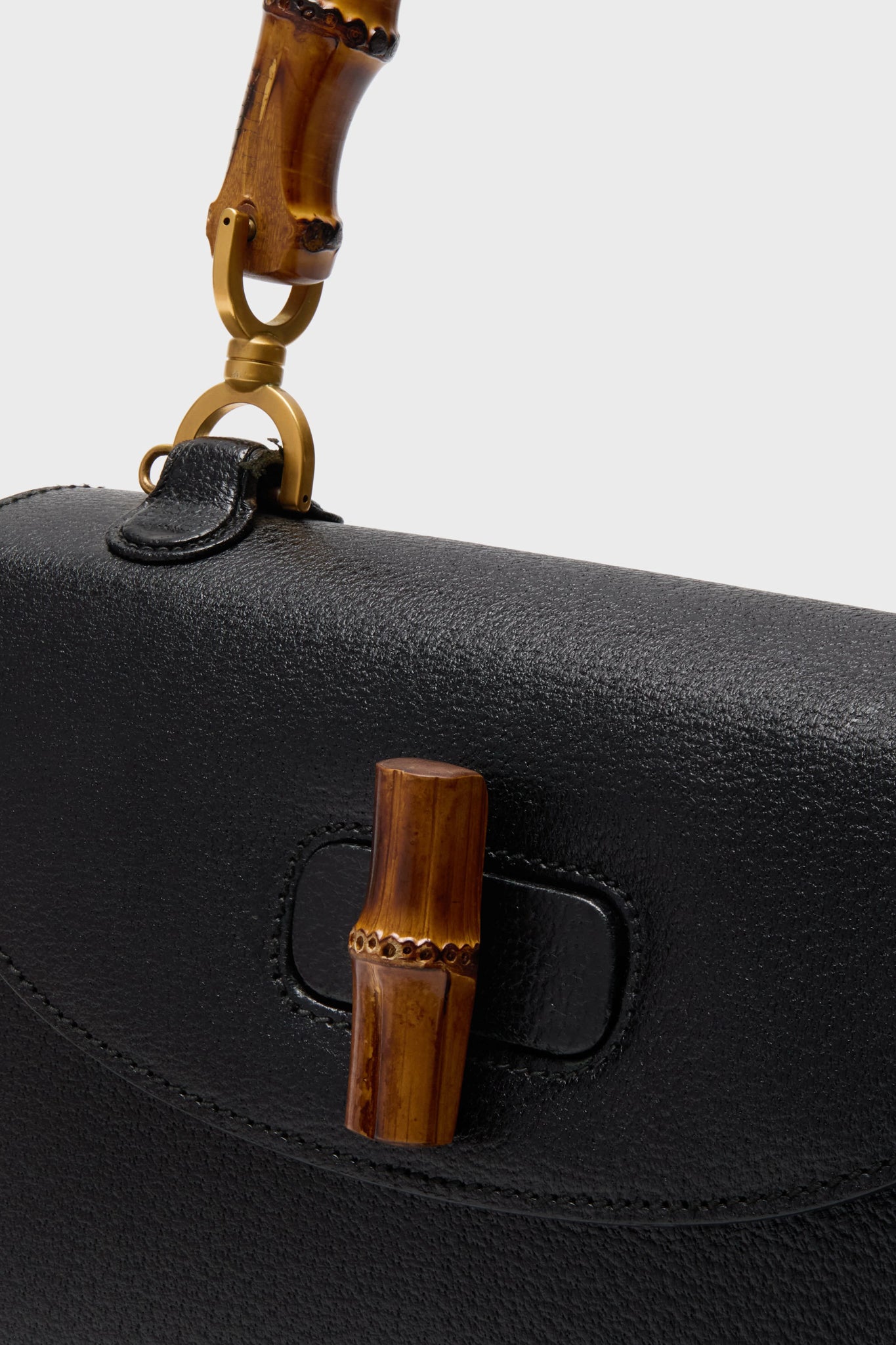 Gucci Black Medium Bamboo Top Handle Bag