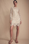 Beige Sequined Crochet Carrie Mini Dress