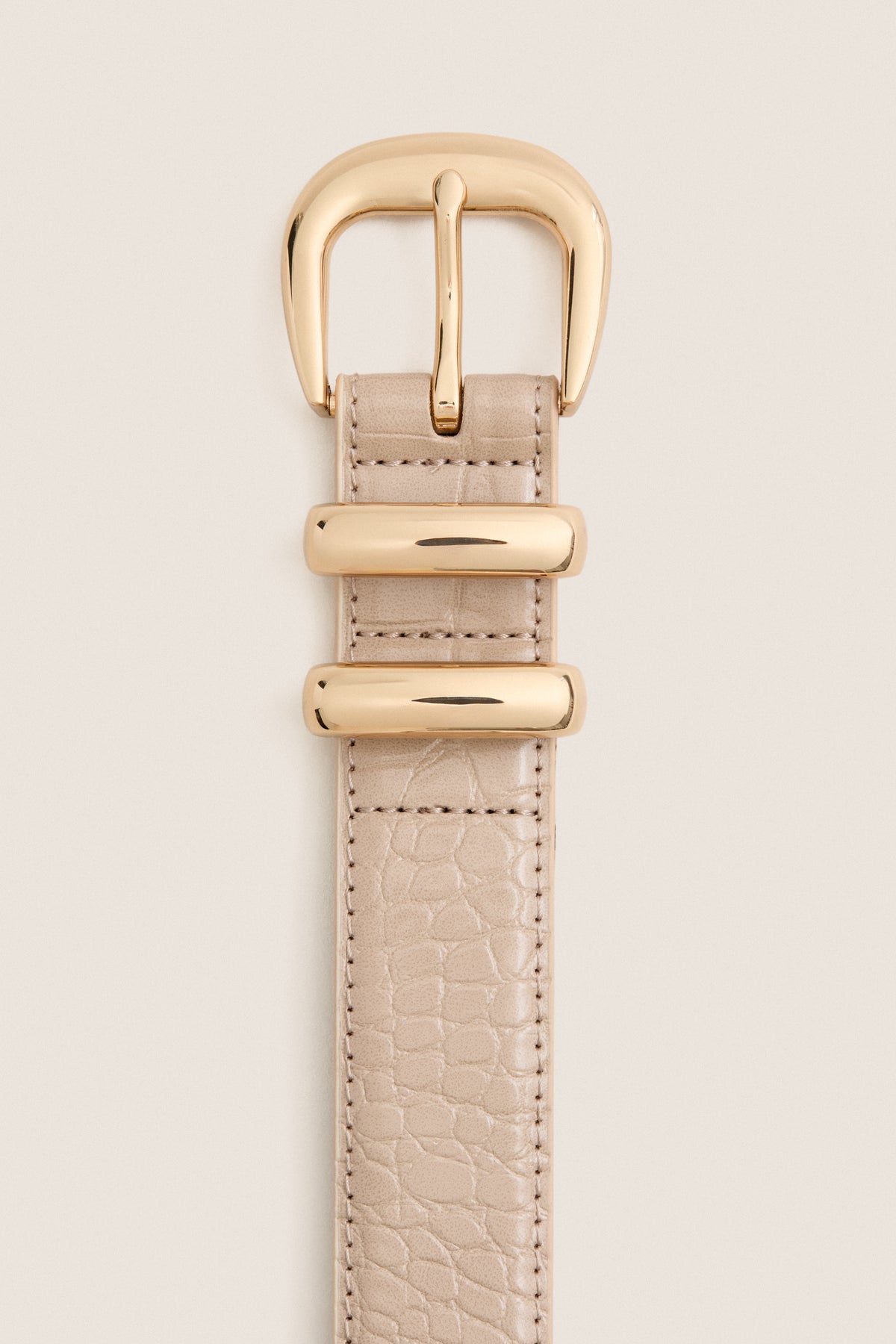 Taupe Croc-Embossed Western Belt