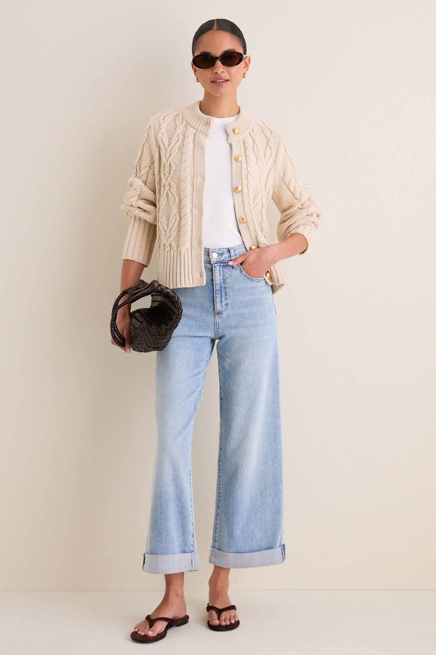 Sandstone Cotton Colette Cardigan