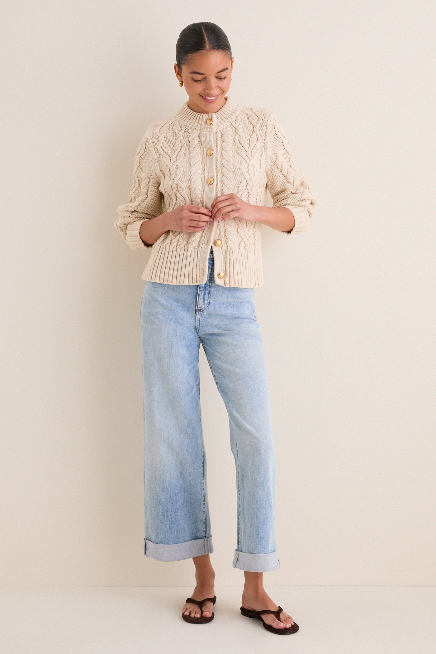 Sandstone Cotton Colette Cardigan