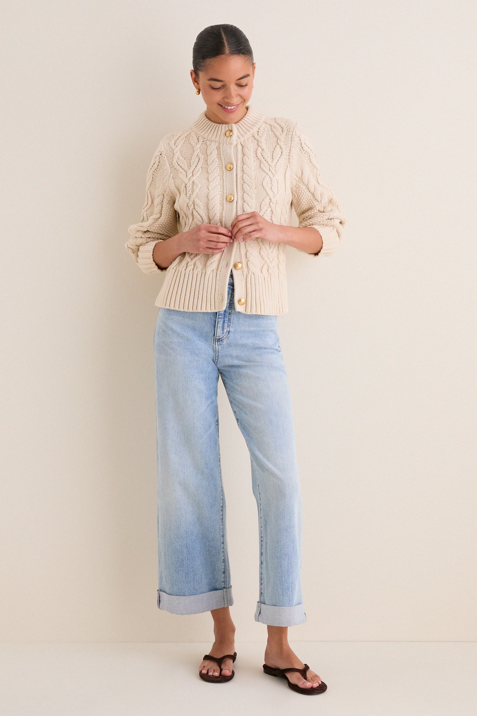 Sandstone Cotton Colette Cardigan