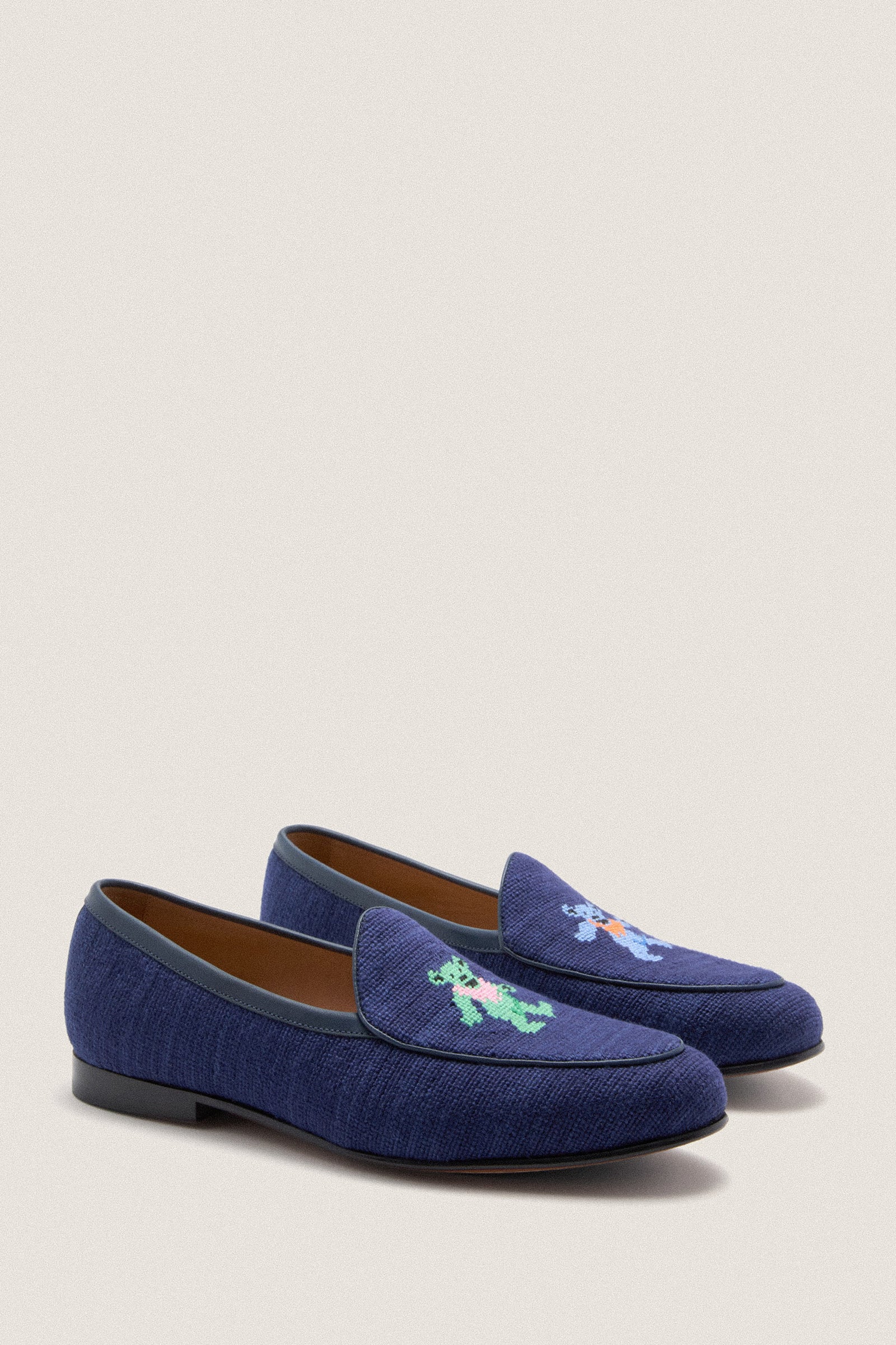 Dark Navy Dancing Bears Belgian Loafers