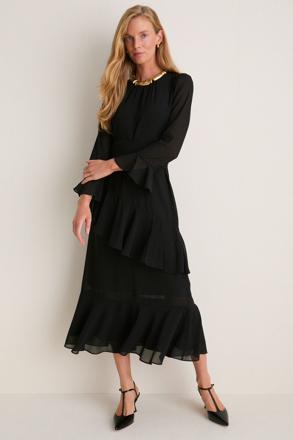 tuckernuck black dresses Sasha Dress Black / XS Sweetheart Long Sleeves Floral black swim bottoms With tiered ruffles throughout Shoe Size:EU36/ UK3/ US6/ AU5.5