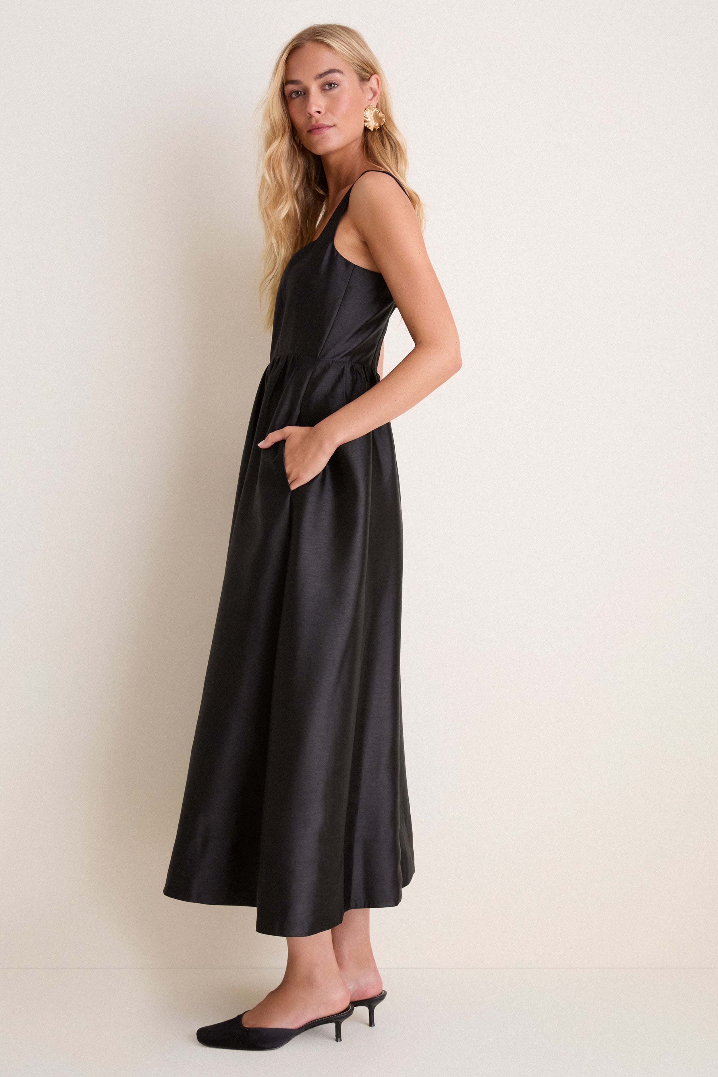 Black Dupioni Esme Dress