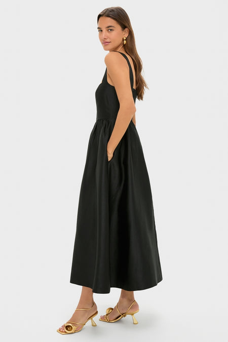 Black Dupioni Esme Dress