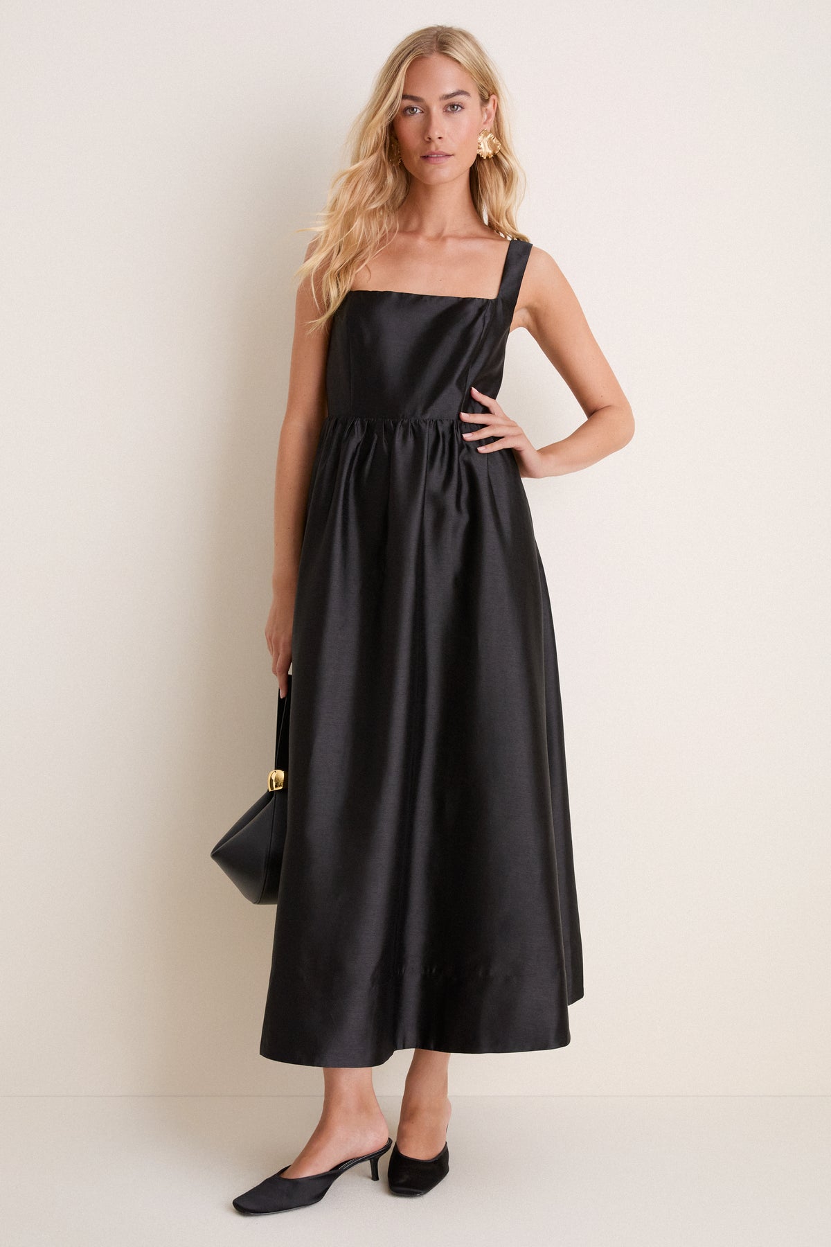 Black Dupioni Esme Dress