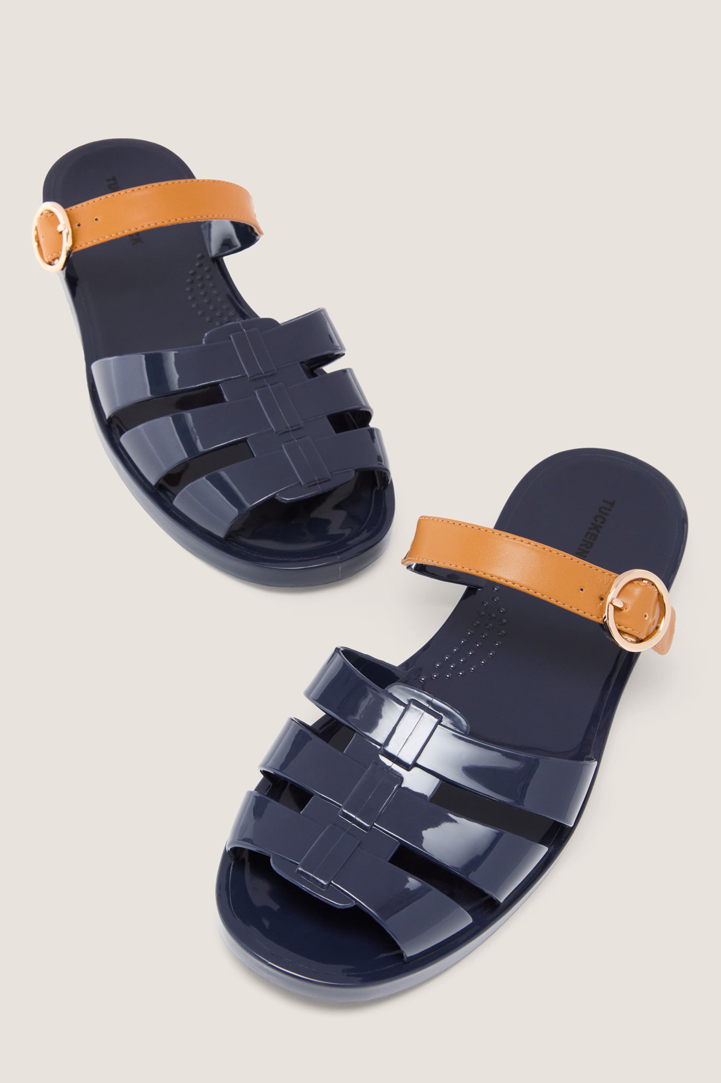 Navy Riley Jelly Sandals | Tuckernuck Shoes