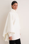 Winter White Boucle High-Neck Poncho