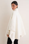 Winter White Boucle High-Neck Poncho
