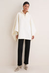 Winter White Boucle High-Neck Poncho