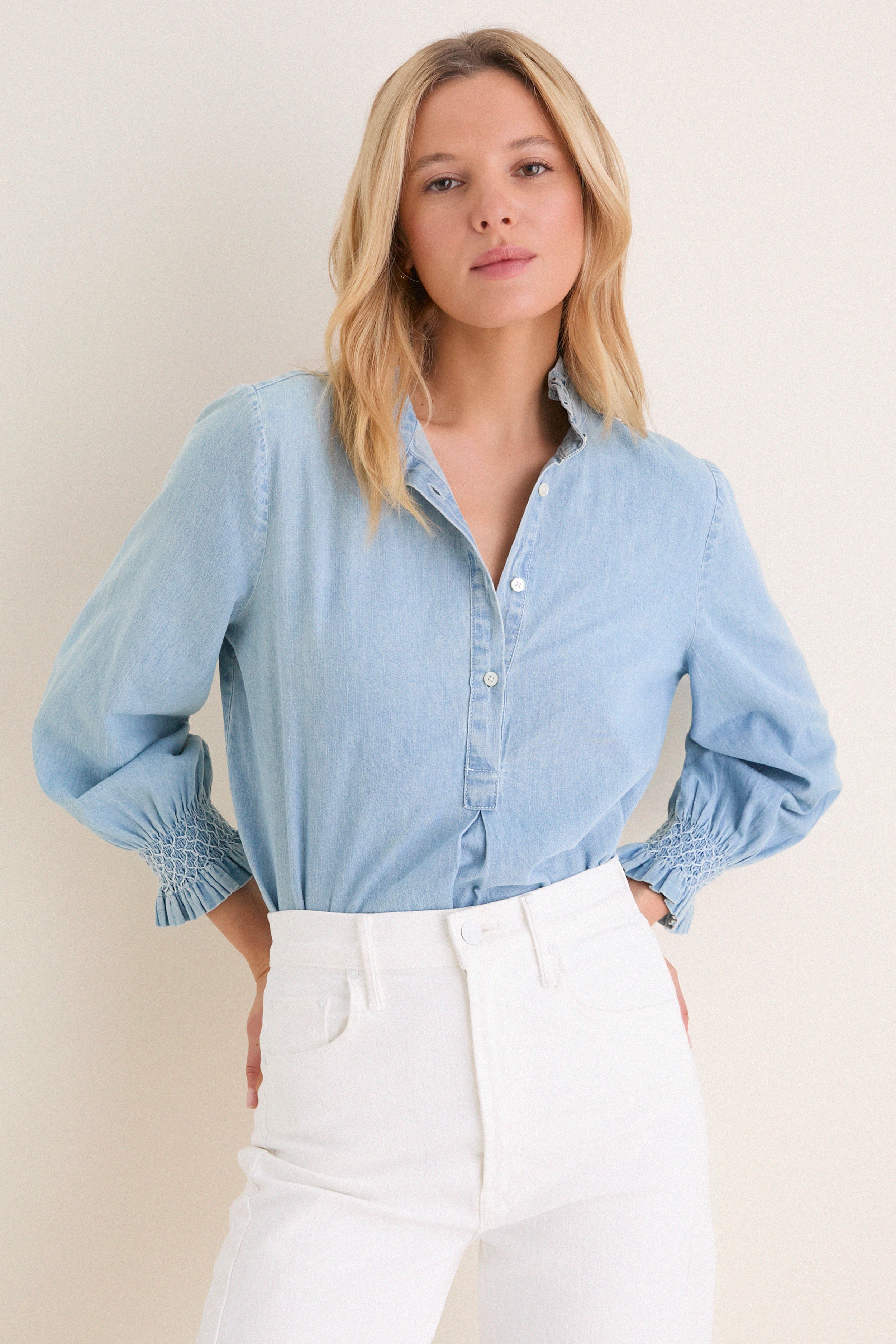 Chambray Teagan Popover Top | Tuckernuck