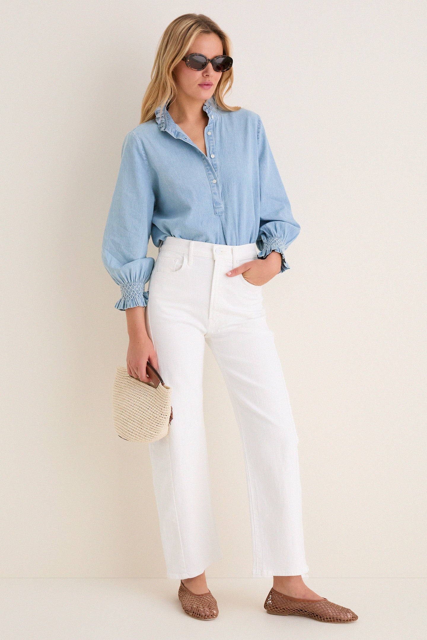Chambray Teagan Popover Top