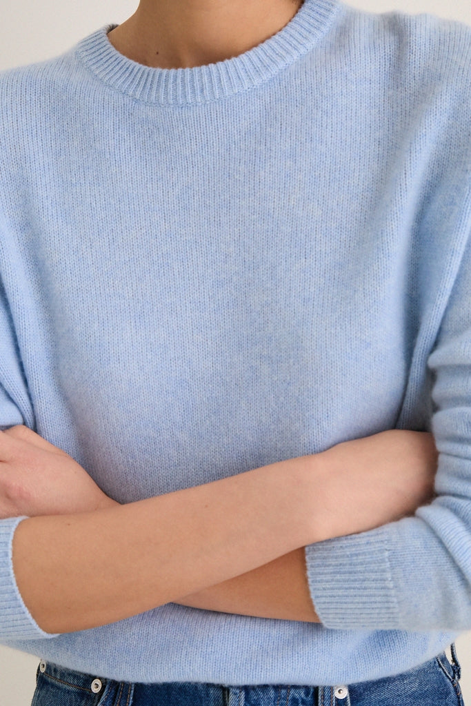 Ice Blue Cashmere Bodie Boyfriend Crewneck