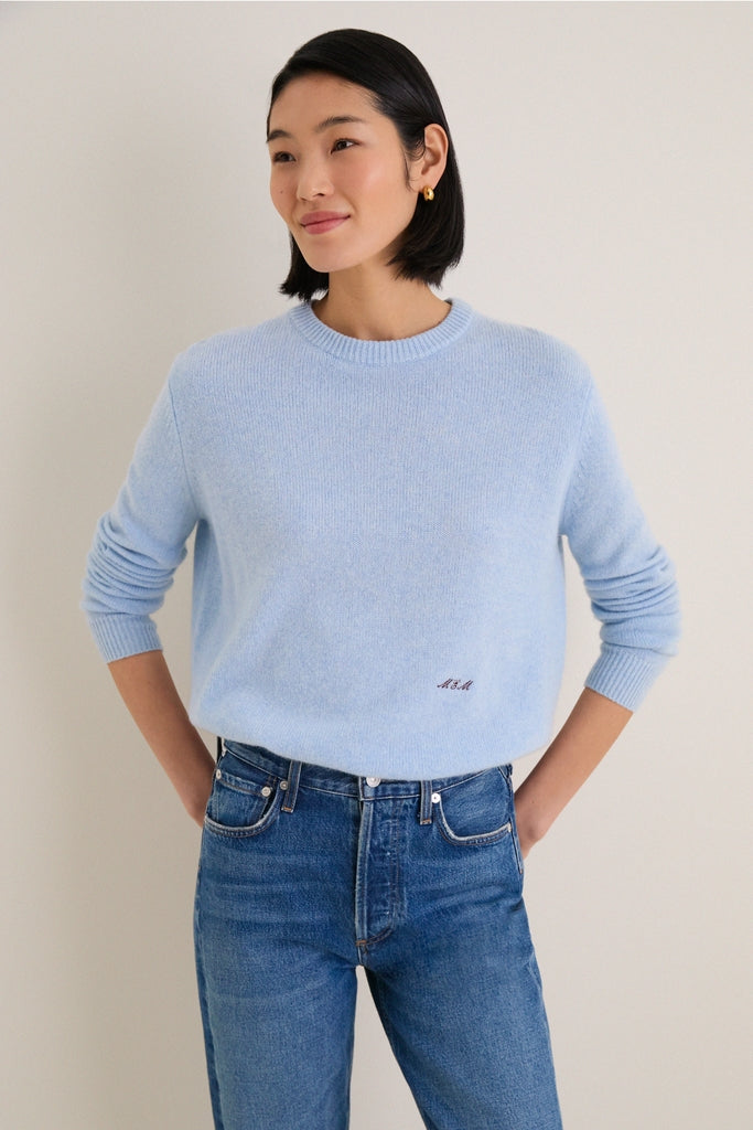 Ice Blue Cashmere Bodie Boyfriend Crewneck