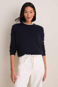 Navy Cashmere Bodie Boyfriend Crewneck