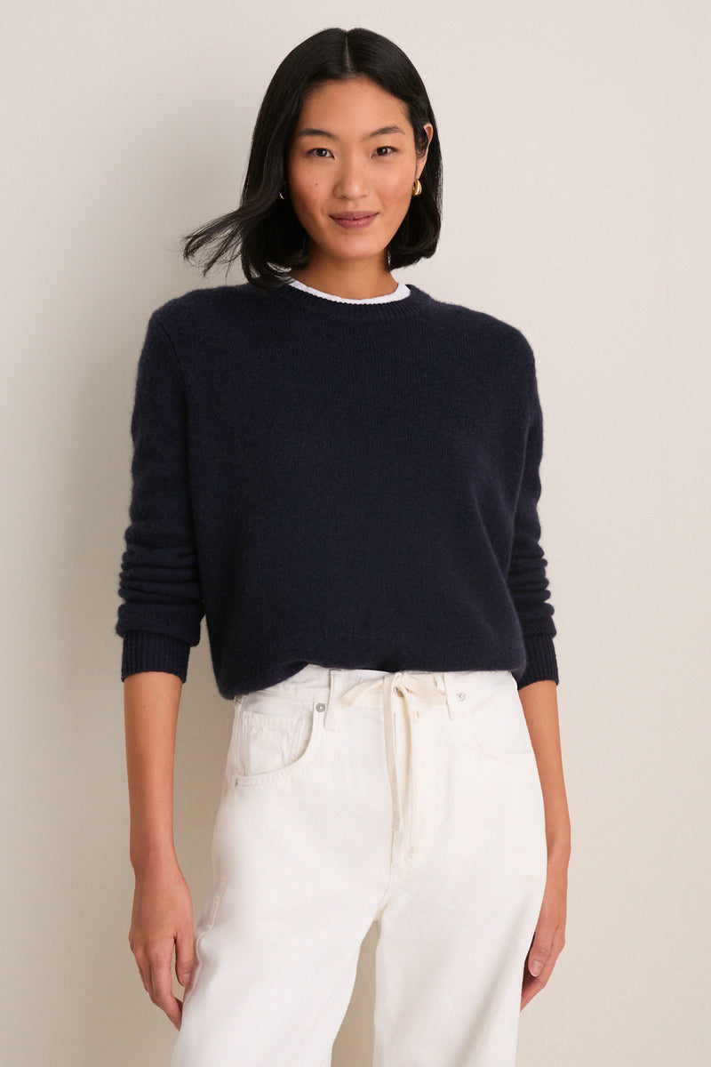 Navy Cashmere Bodie Boyfriend Crewneck
