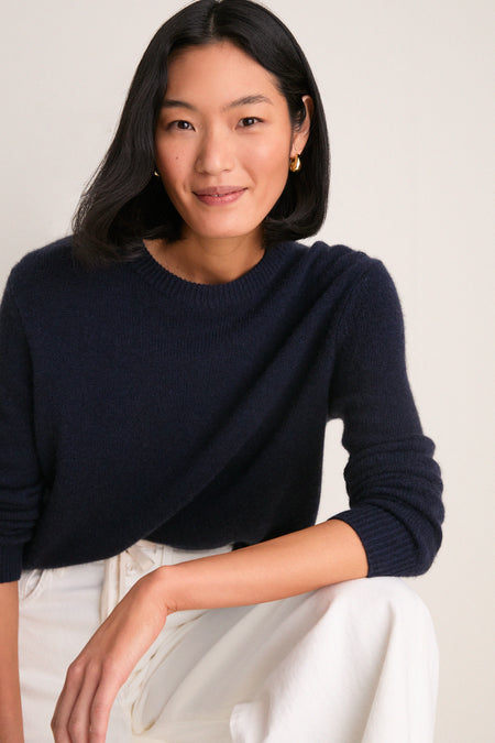 Navy Cashmere Bodie Boyfriend Crewneck