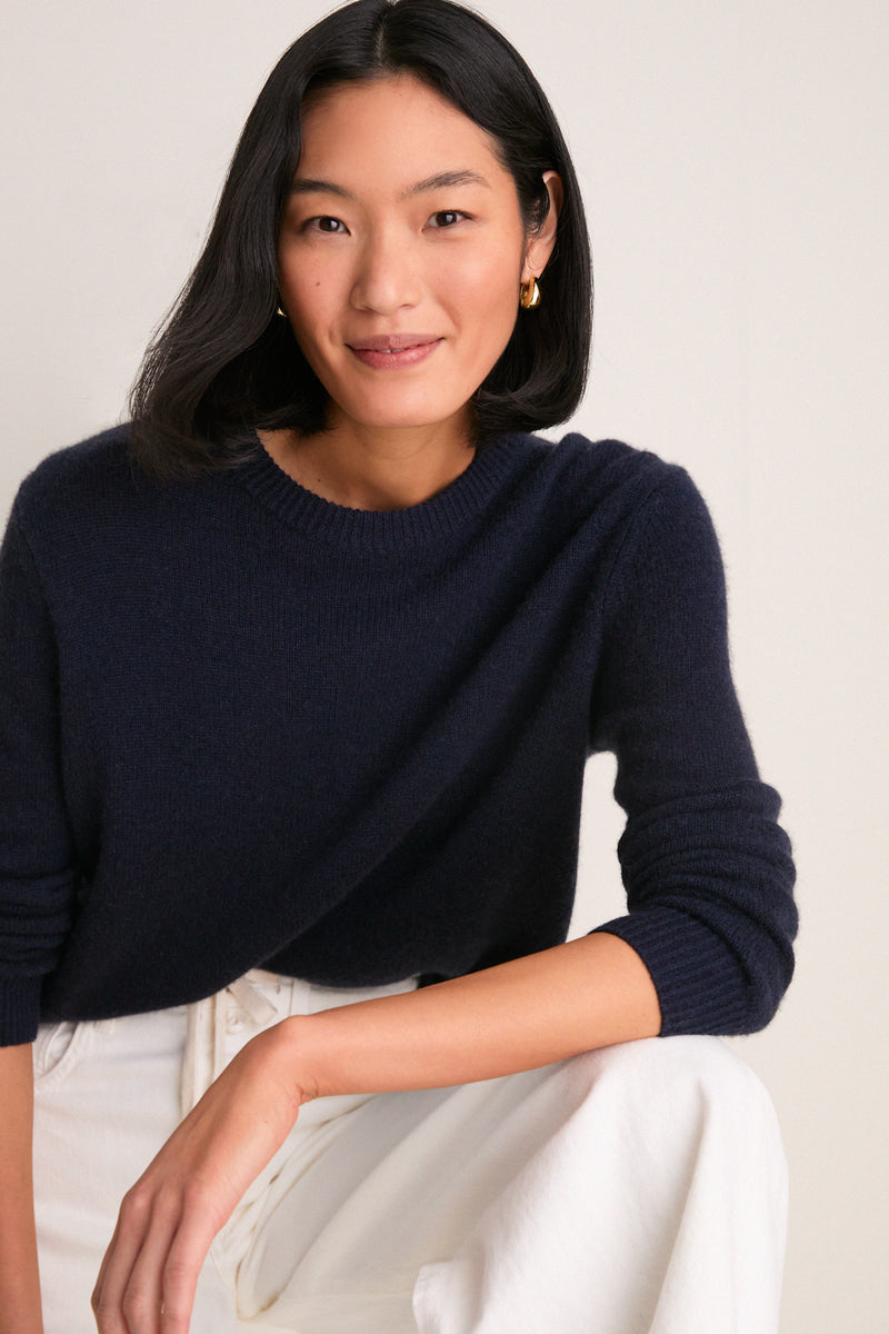 Navy Cashmere Bodie Boyfriend Crewneck