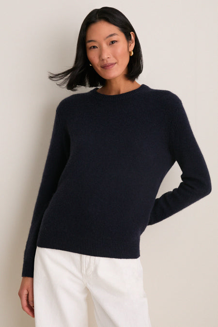 Navy Cashmere Bodie Boyfriend Crewneck