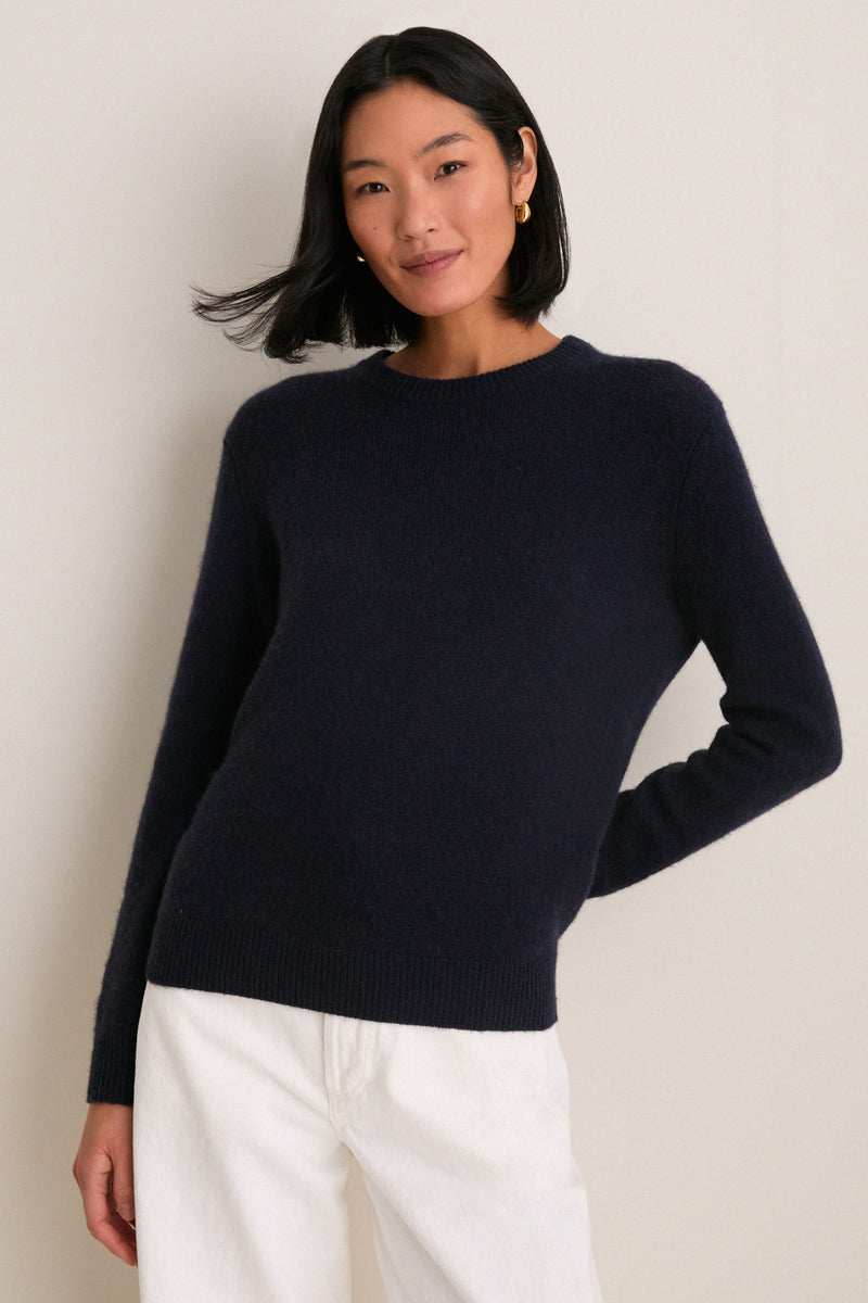 Navy Cashmere Bodie Boyfriend Crewneck