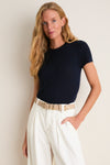 Navy Cashmere Silk Katie Tee