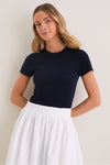 Navy Cashmere Silk Katie Tee