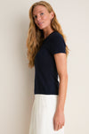 Navy Cashmere Silk Katie Tee