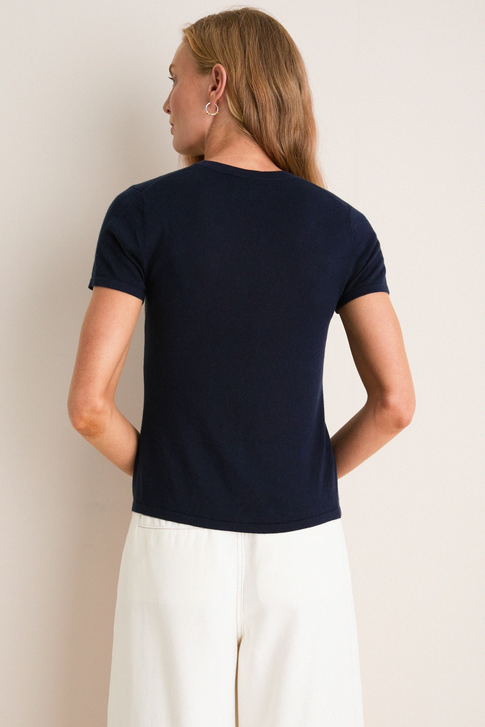 Navy Cashmere Silk Katie Tee