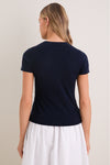 Navy Cashmere Silk Katie Tee