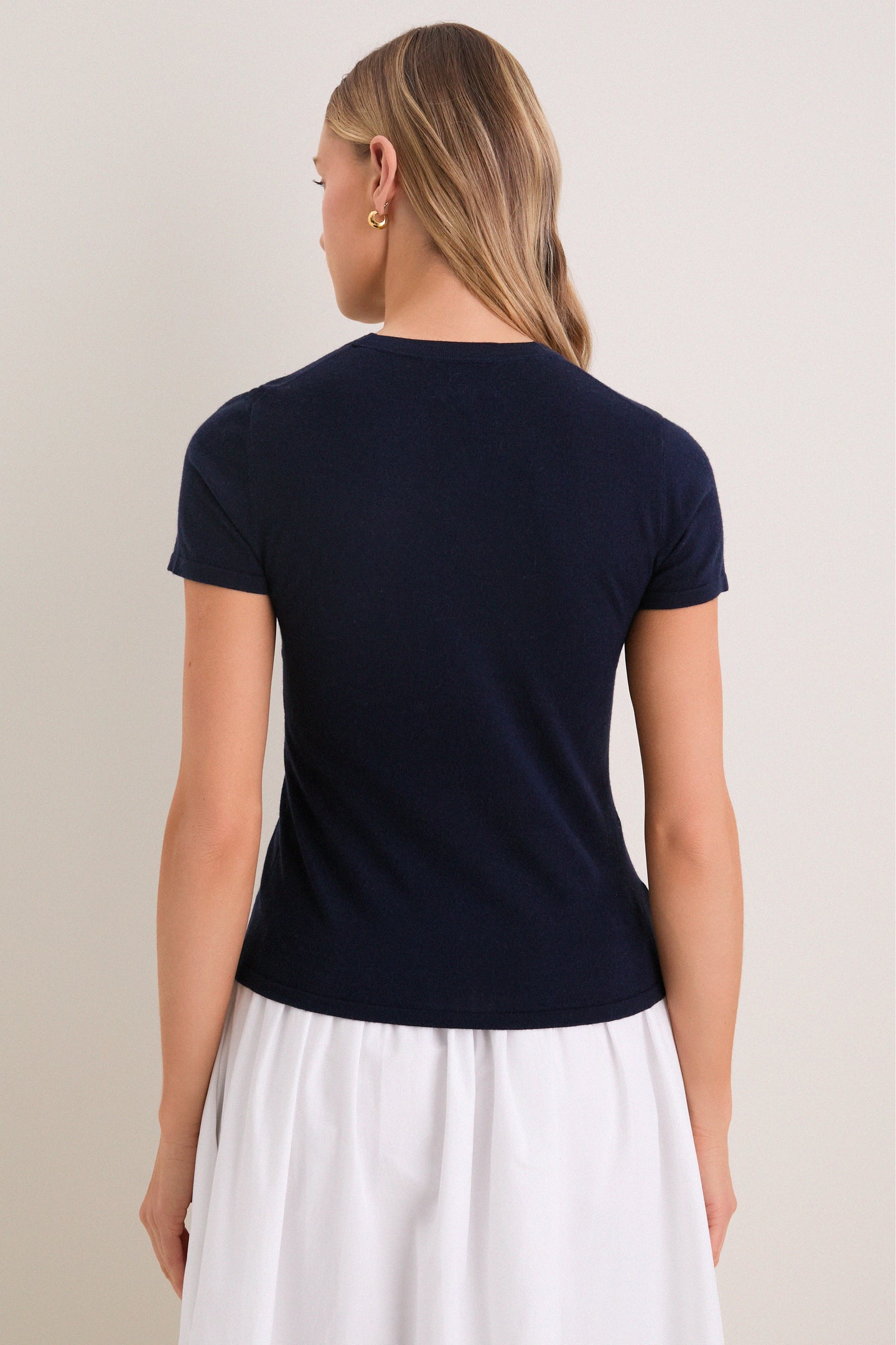 Navy Cashmere Silk Katie Tee