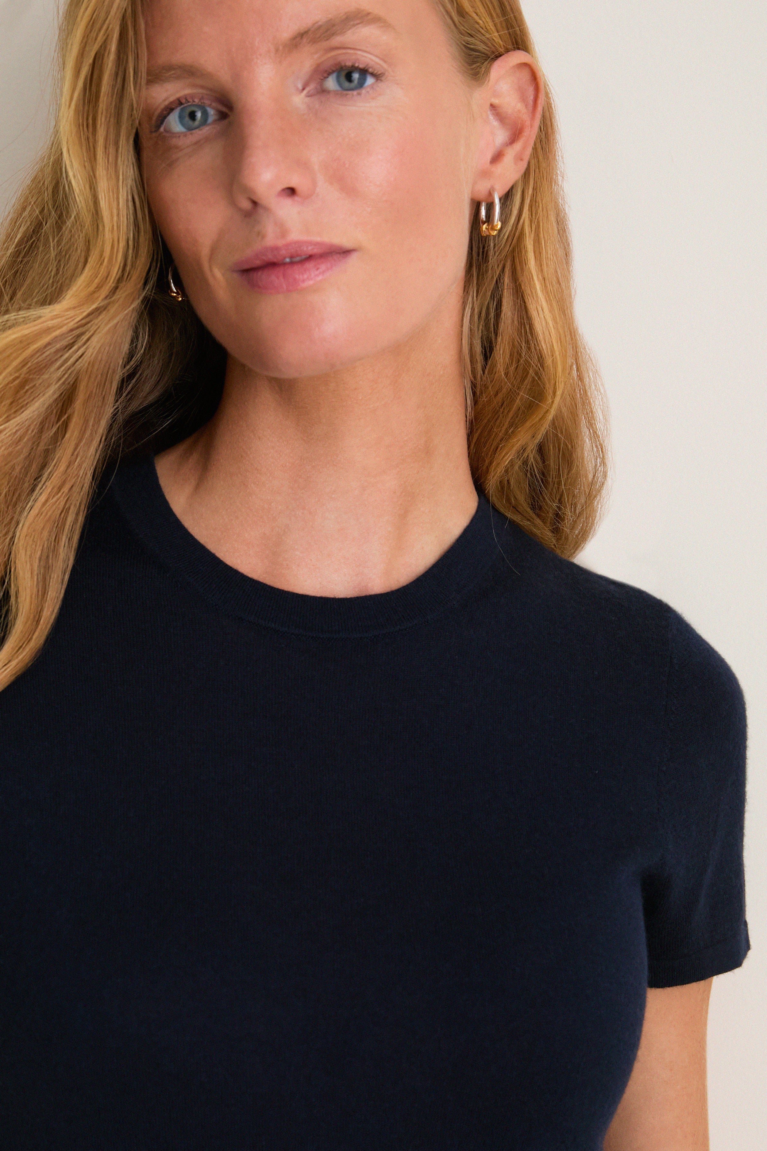 Navy Cashmere Silk Katie Tee