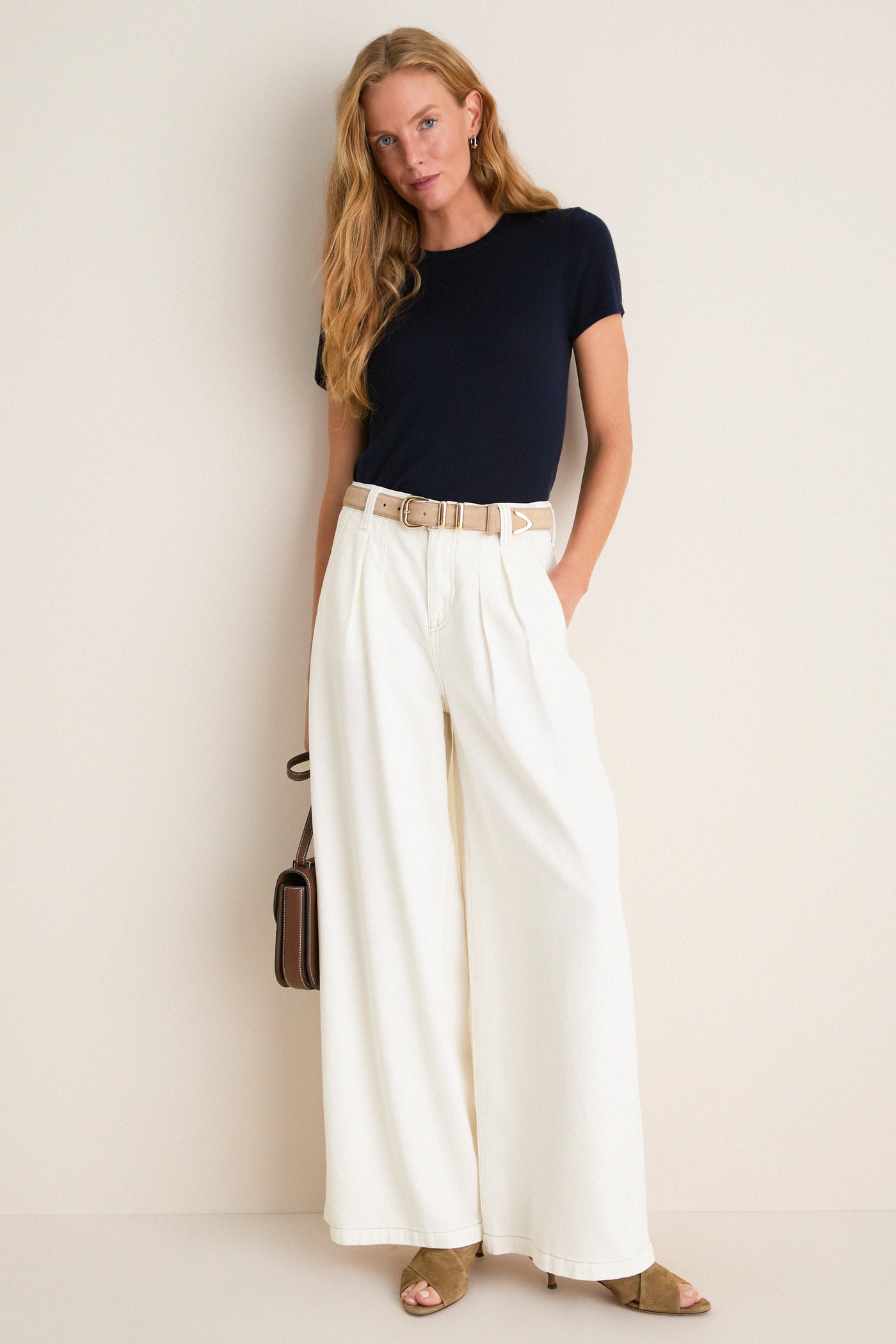 Navy Cashmere Silk Katie Tee