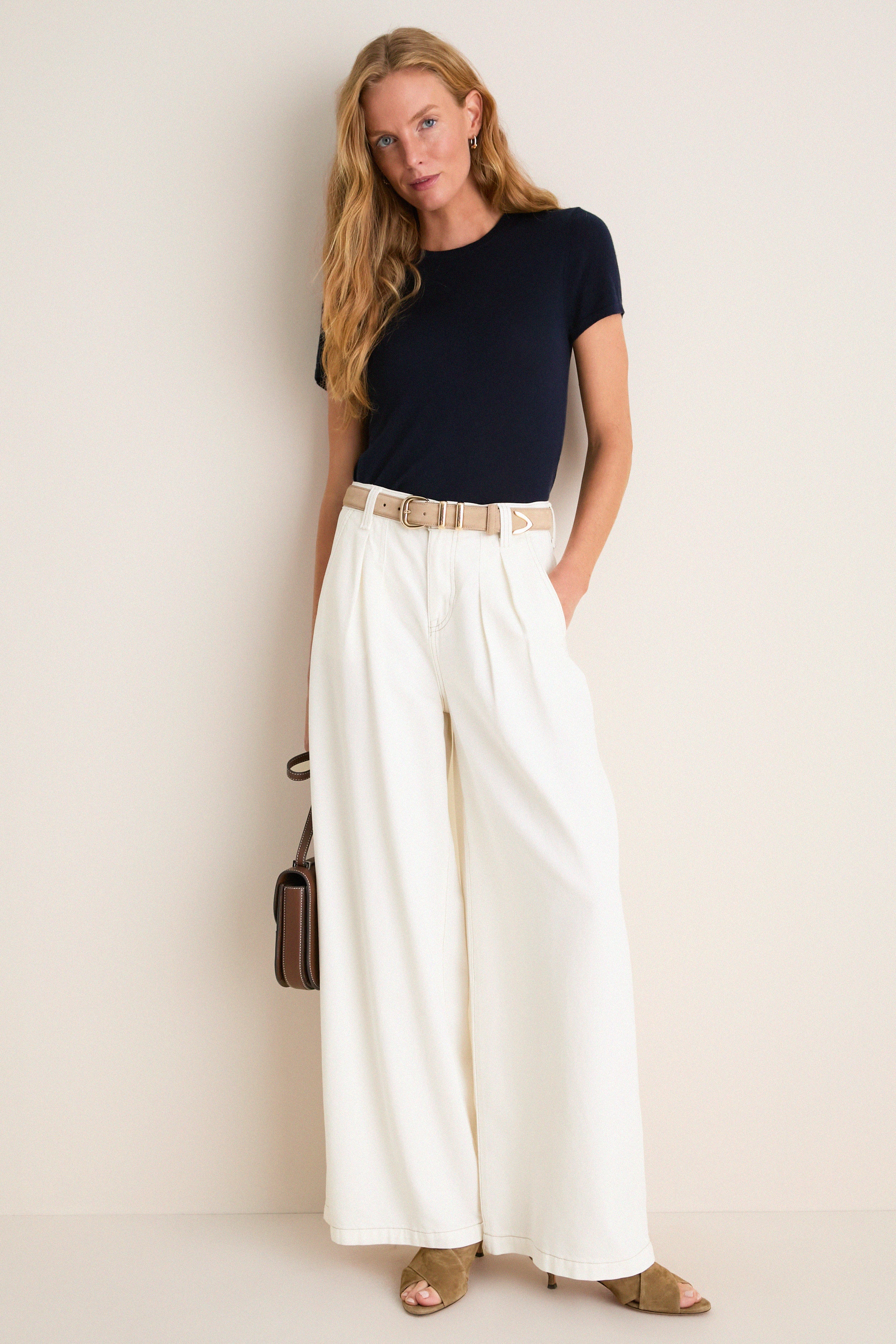 Navy Cashmere Silk Katie Tee