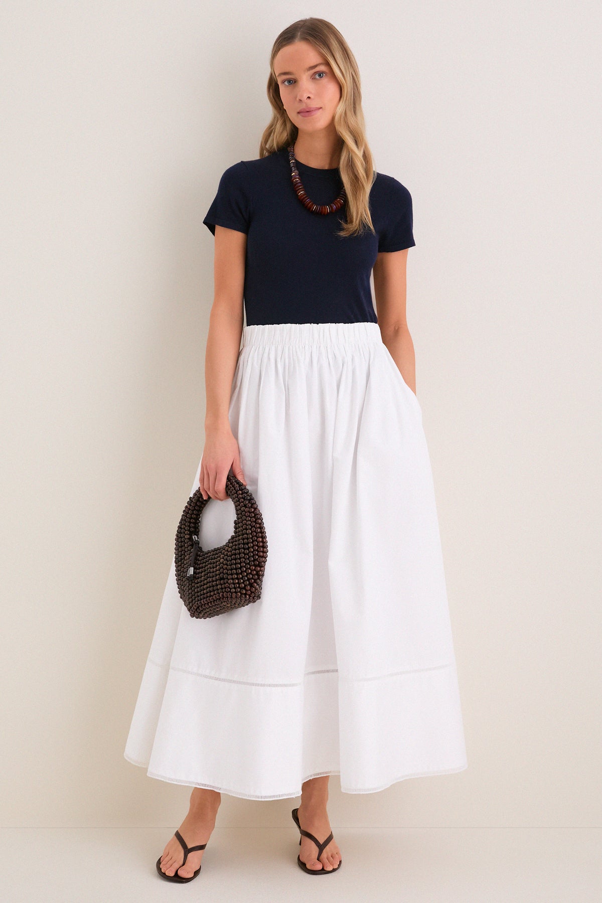 Navy Cashmere Silk Katie Tee