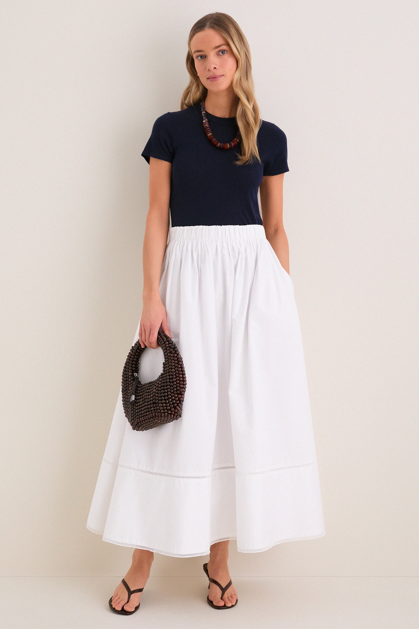 Navy Cashmere Silk Katie Tee