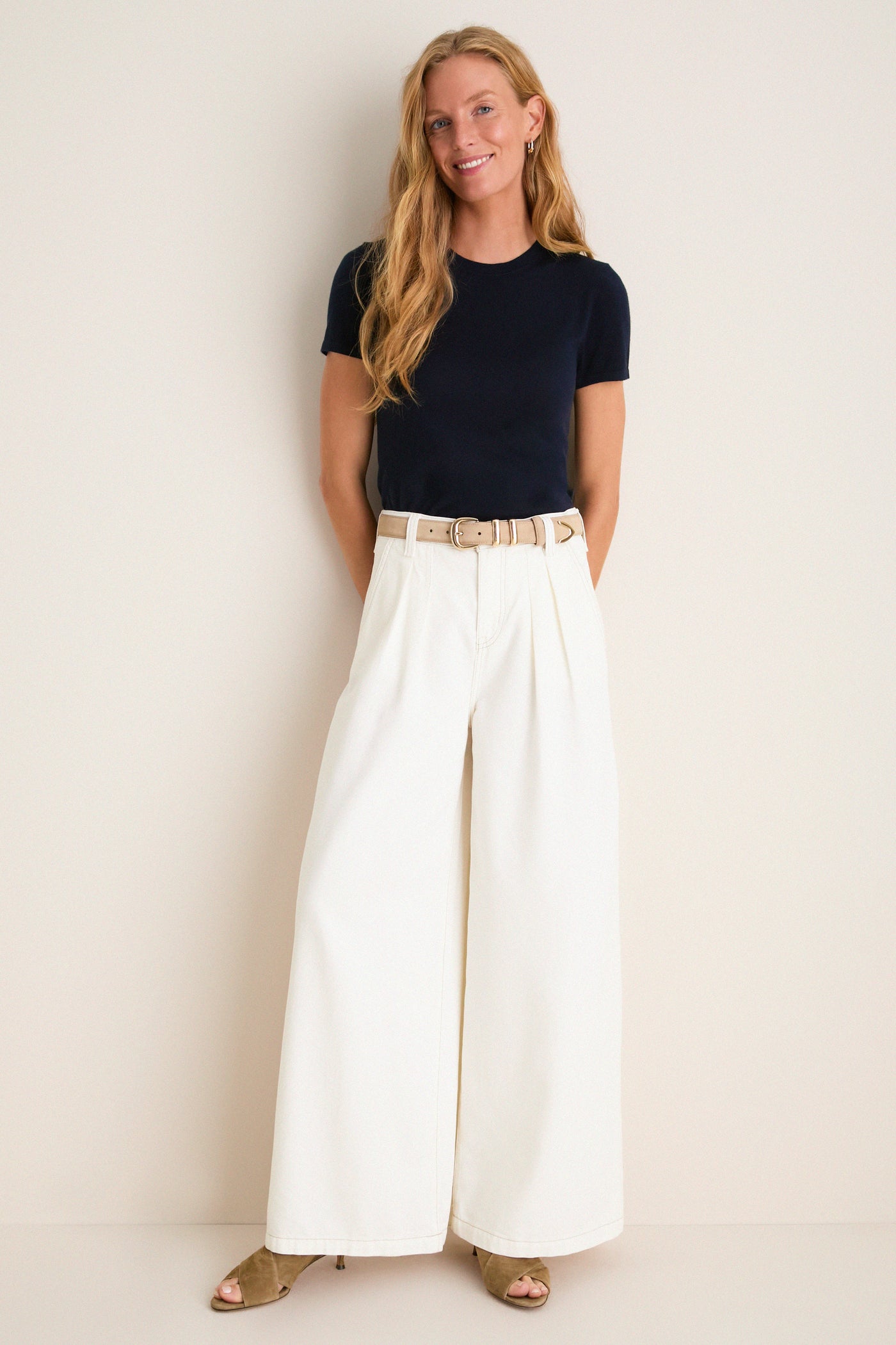 Navy Cashmere Silk Katie Tee
