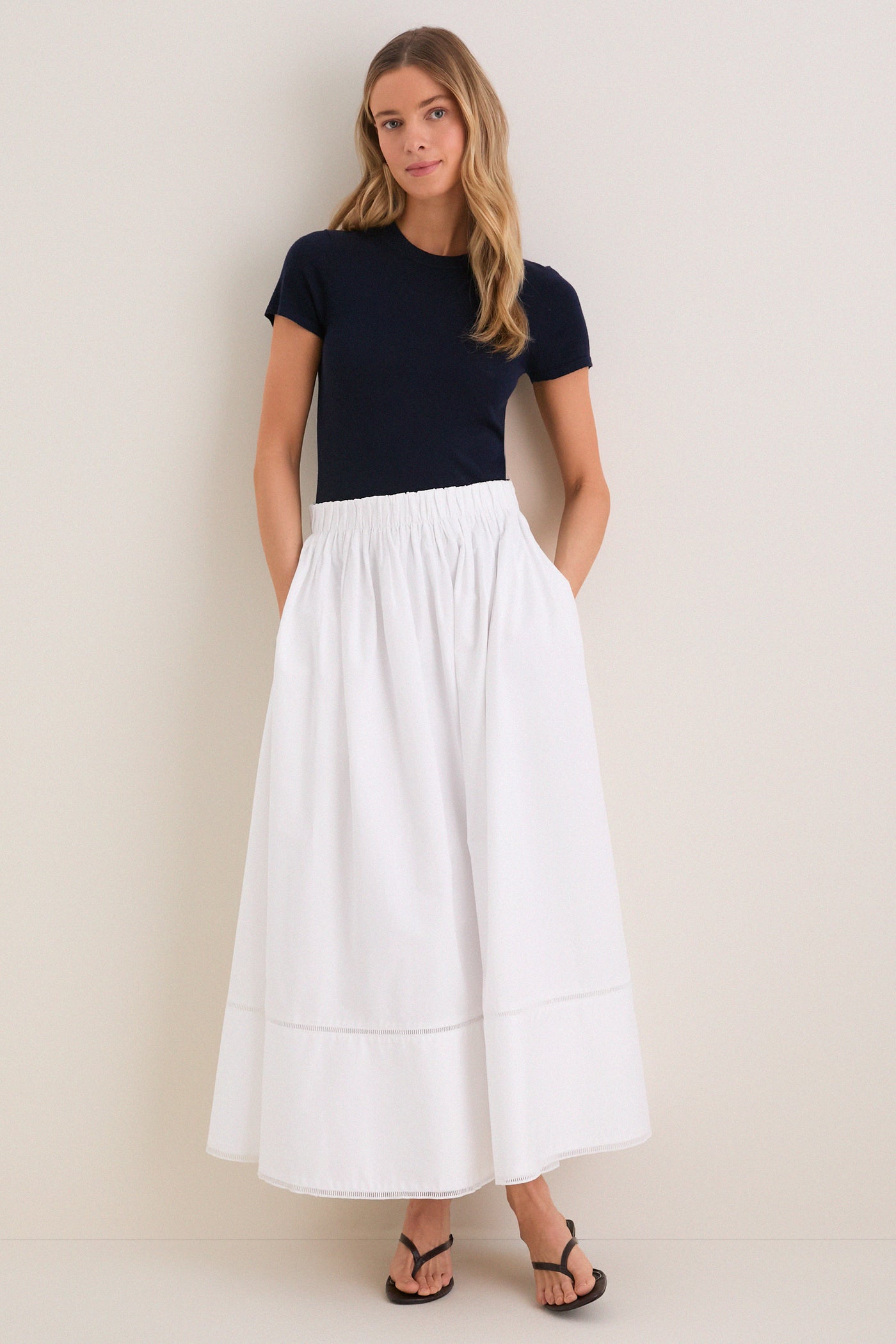 Navy Cashmere Silk Katie Tee