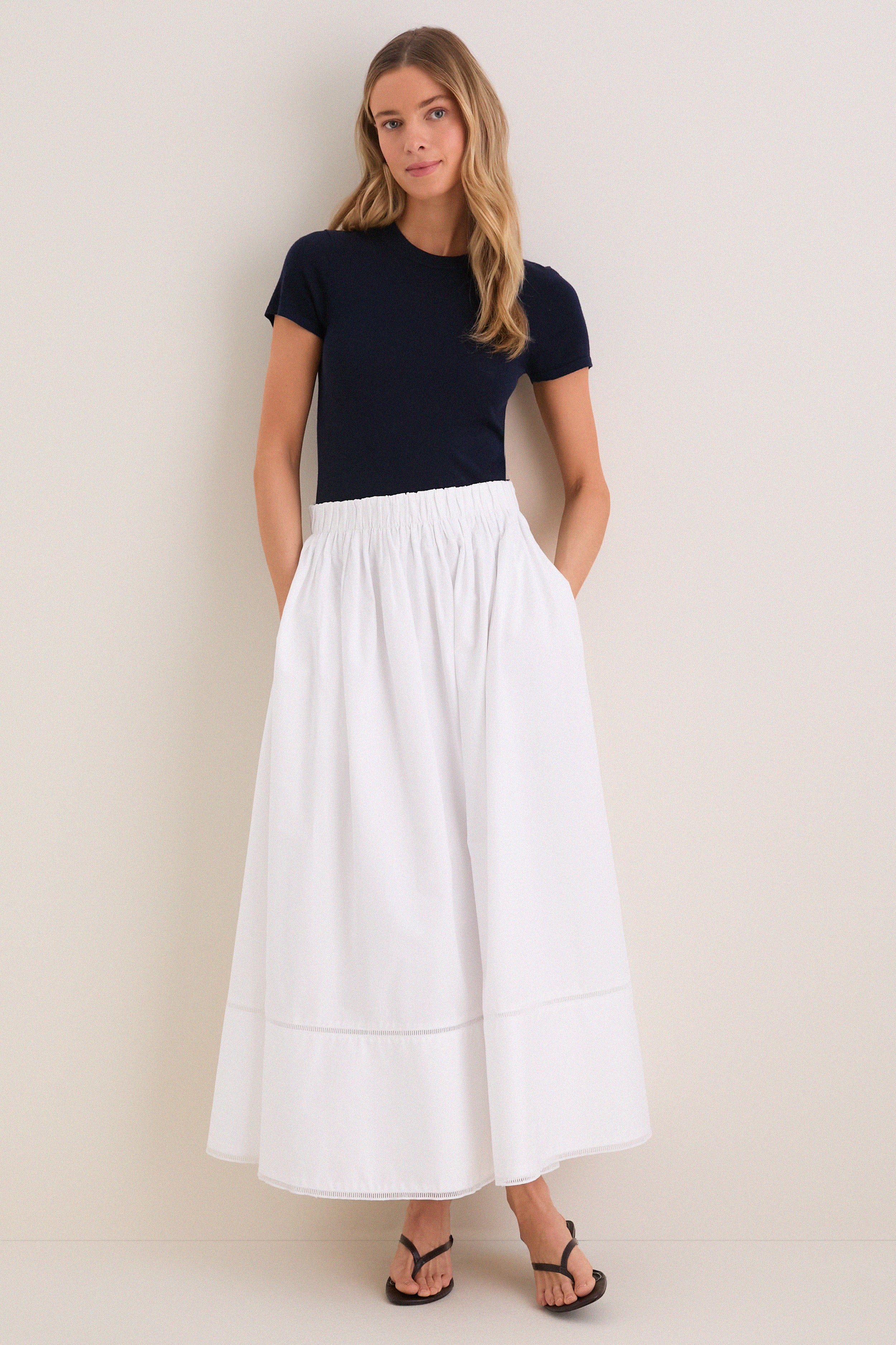 Navy Cashmere Silk Katie Tee
